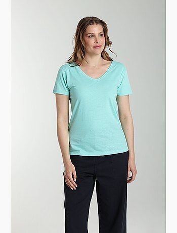 Tee Shirt Col V Manches Courtes Femme Maddy Cabage() | Gerard Pasquier Avec Col-v | Gerard Pasquier