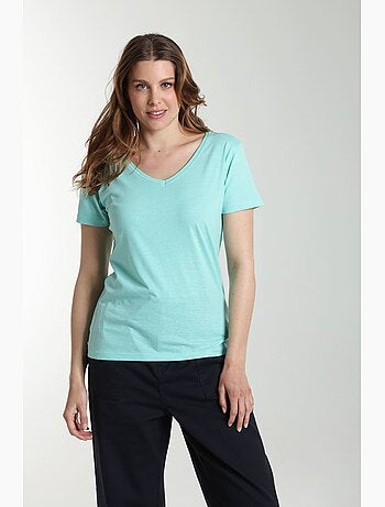 Tee Shirt Col V Manches Courtes Femme Maddy Cabage() | Gerard Pasquier Avec Col-v | Gerard Pasquier