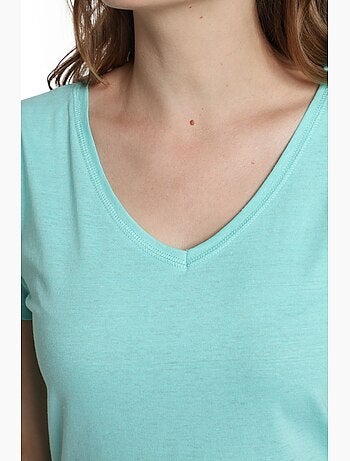 Tee Shirt Col V Manches Courtes Femme Maddy Cabage() | Gerard Pasquier Avec Col-v | Gerard Pasquier