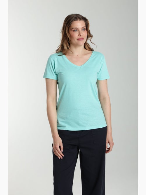 Tee Shirt Col V Manches Courtes Femme Maddy Cabage() | Gerard Pasquier Avec Col-v | Gerard Pasquier - Kiabi