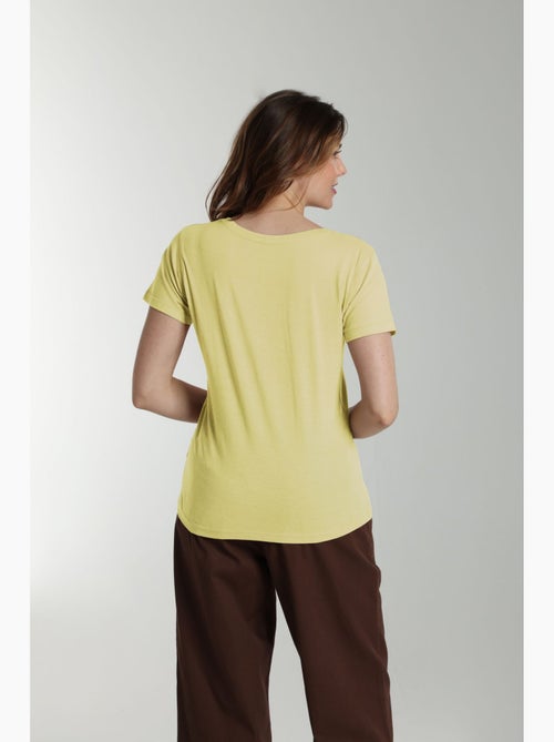 Tee shirt col v manches courtes femme Maddy Popcorn(Jaune) | Gerard Pasquier - Kiabi Tee shirt col v manches courtes femme Maddy Popcorn(Jaune) | Gerard Pasquier - Kiabi