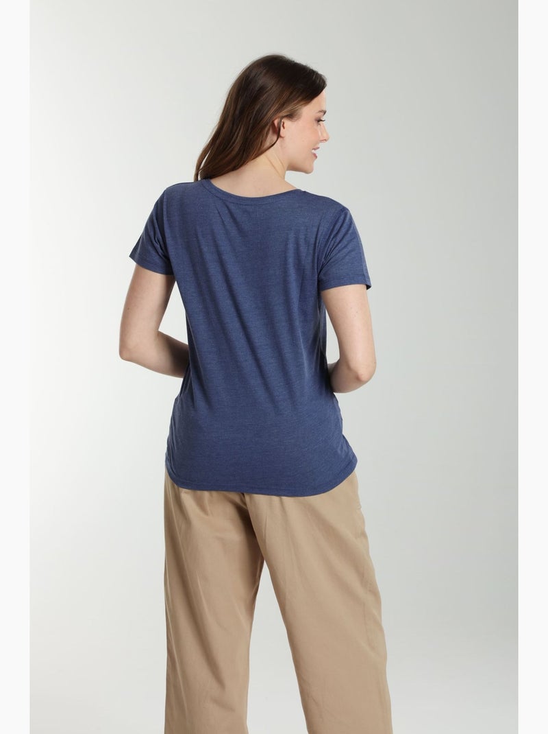 Tee shirt col v manches courtes femme Maddy Twilight  | Gerard Pasquier Bleu marine - Kiabi