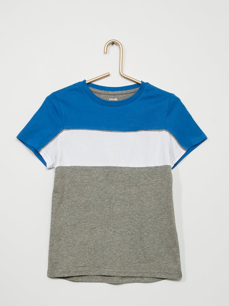 Tee-shirt color-block bleu - Kiabi