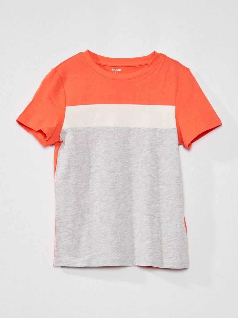 Tee-shirt color block Orange - Kiabi