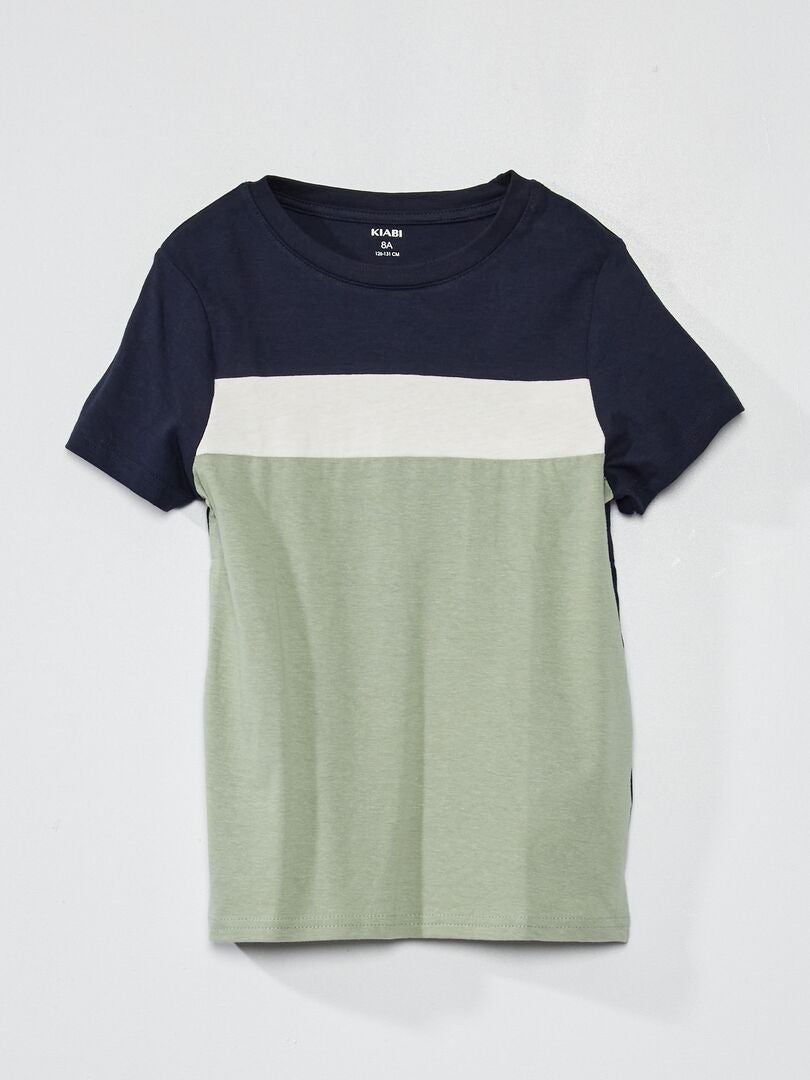 Tee-shirt color block Vert - Kiabi