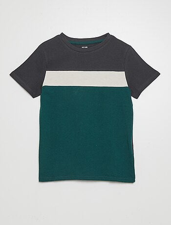 T-shirt color-block em jersey picado +1,90 m - AZUL - Kiabi - 10.00€