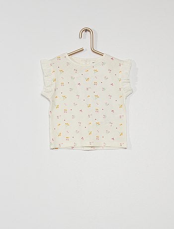 Tee-shirt côtelé avec manches volantée