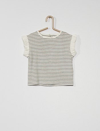 Tee-shirt côtelé avec manches volantée