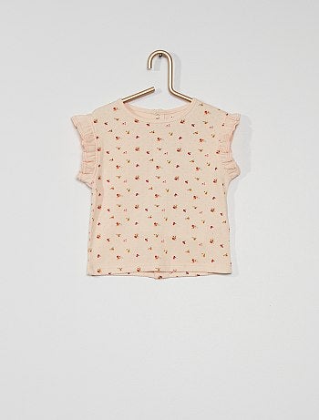 Tee-shirt côtelé avec manches volantée