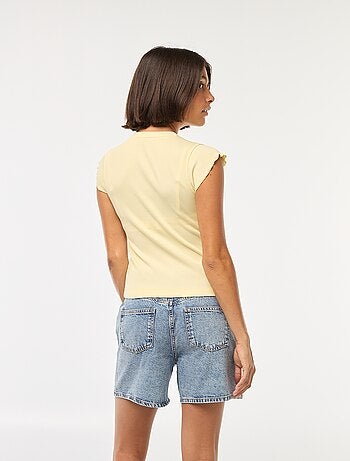 Tee-shirt côtelé avec manches volantées