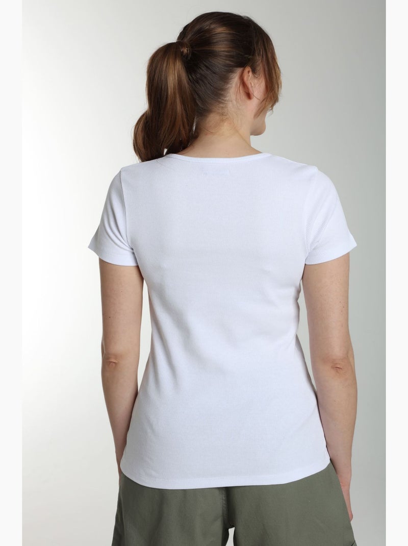 Tee shirt cotele manches courtes femme Drew  | Gerard Pasquier Blanc - Kiabi