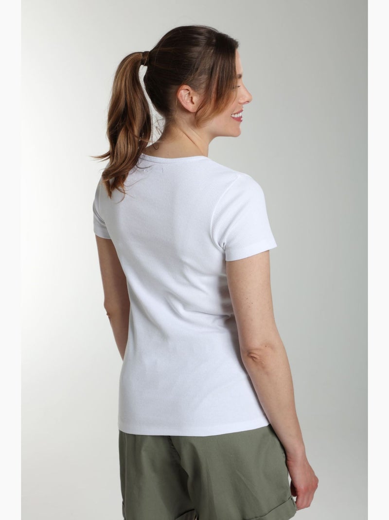 Tee shirt cotele manches courtes femme Drew  | Gerard Pasquier Blanc - Kiabi