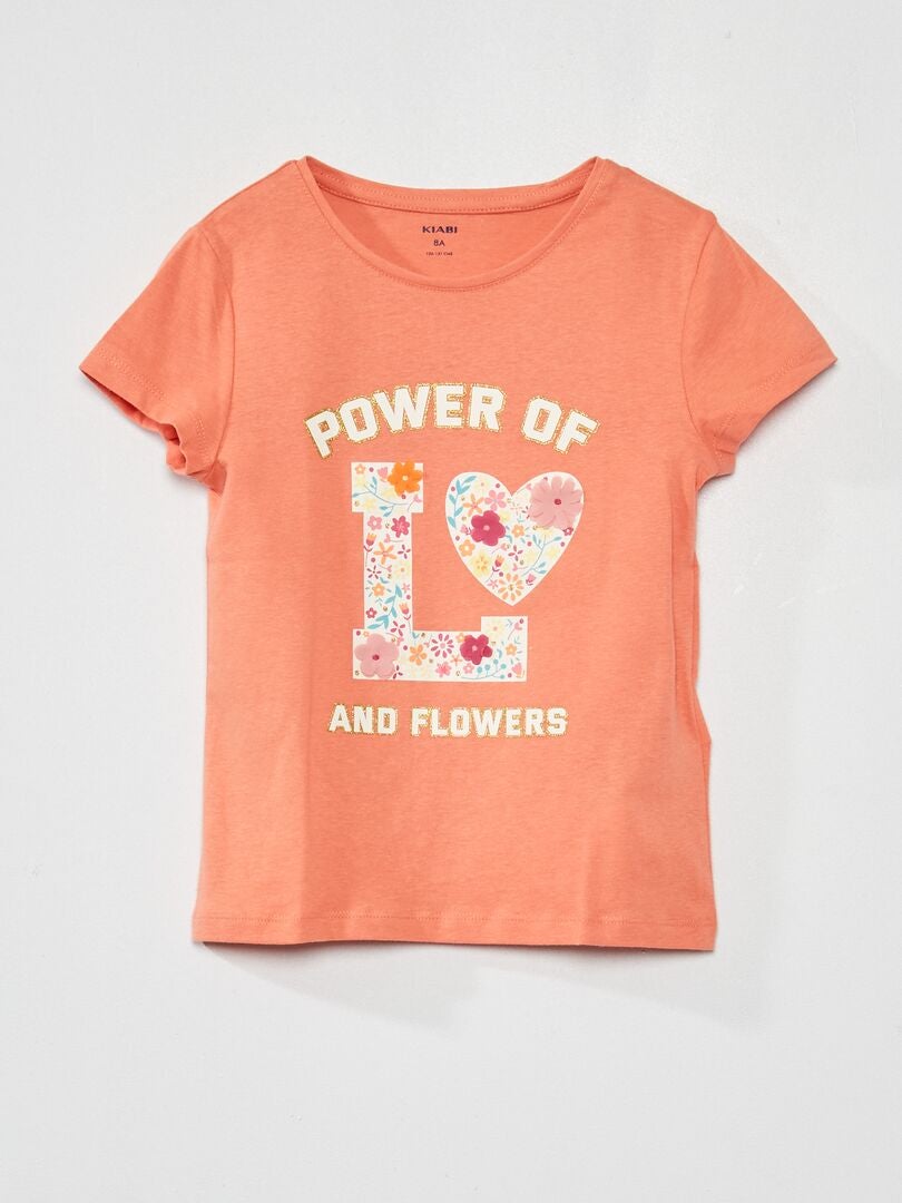 Tee-shirt coton imprimé fantaisie Rose - Kiabi