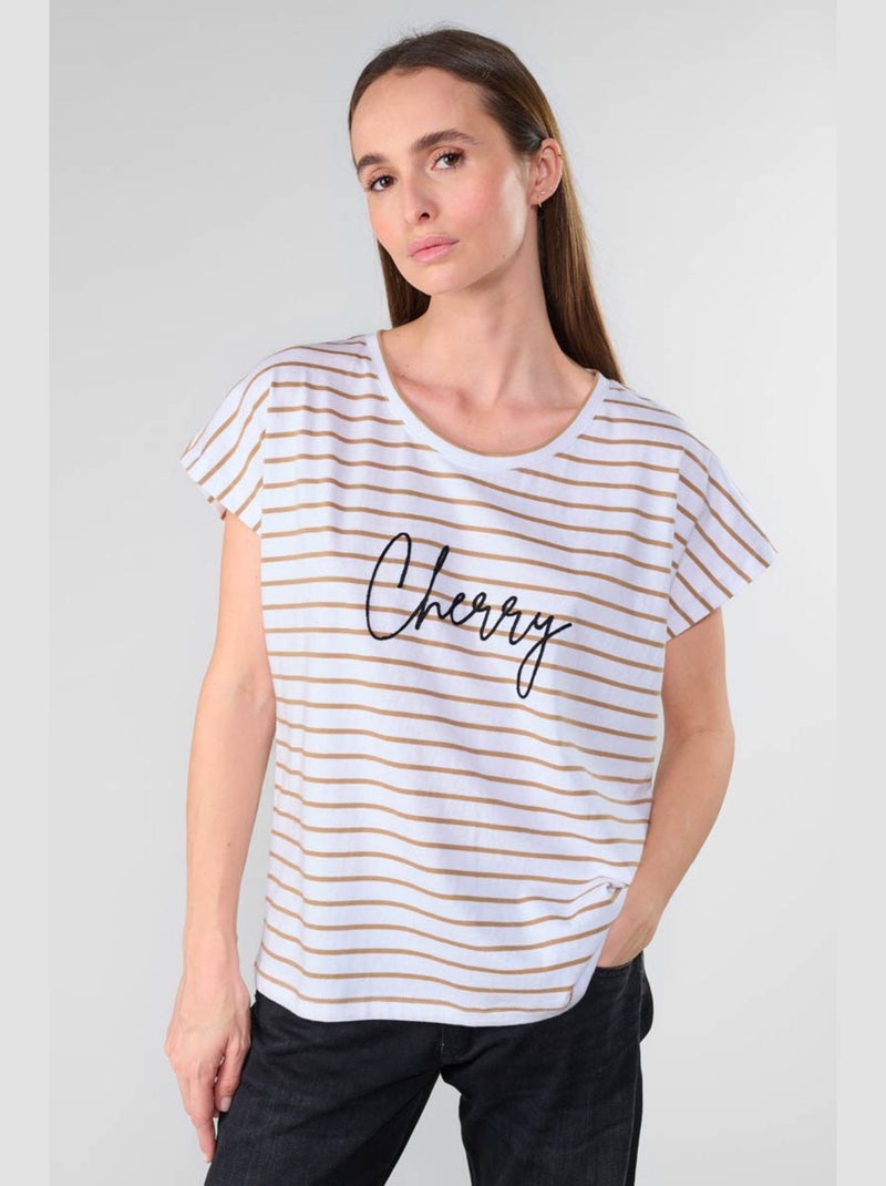 Tee-Shirt COTTARD 'Le Temps Des Cerises' Blanc - Kiabi