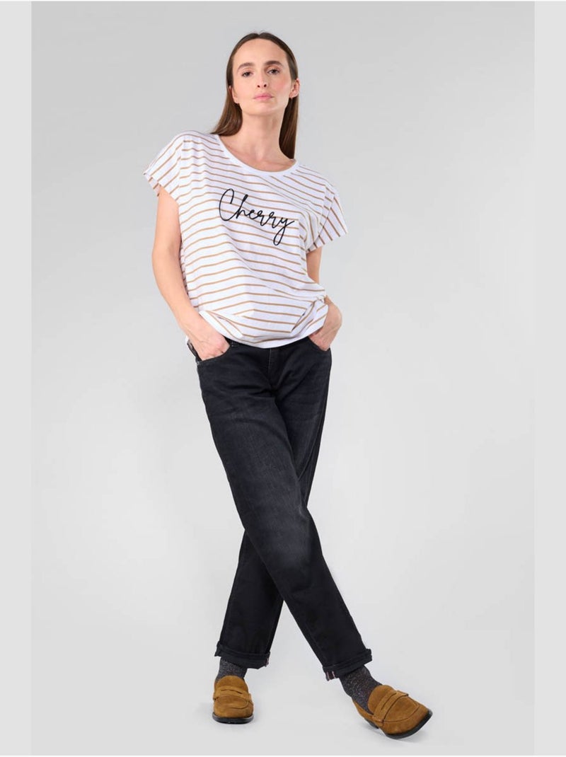 Tee-shirt cottard 'le temps des cerises' Blanc - Kiabi