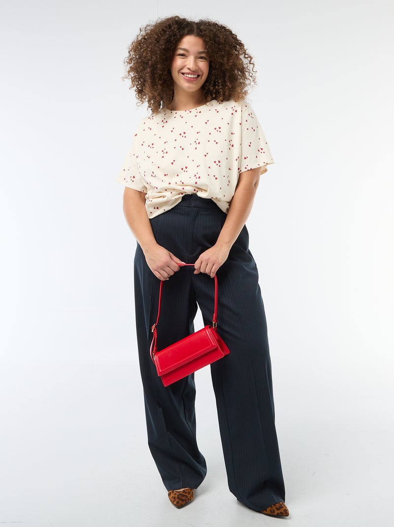 Tee-shirt coupe oversize à manches courtes Blanc - Kiabi