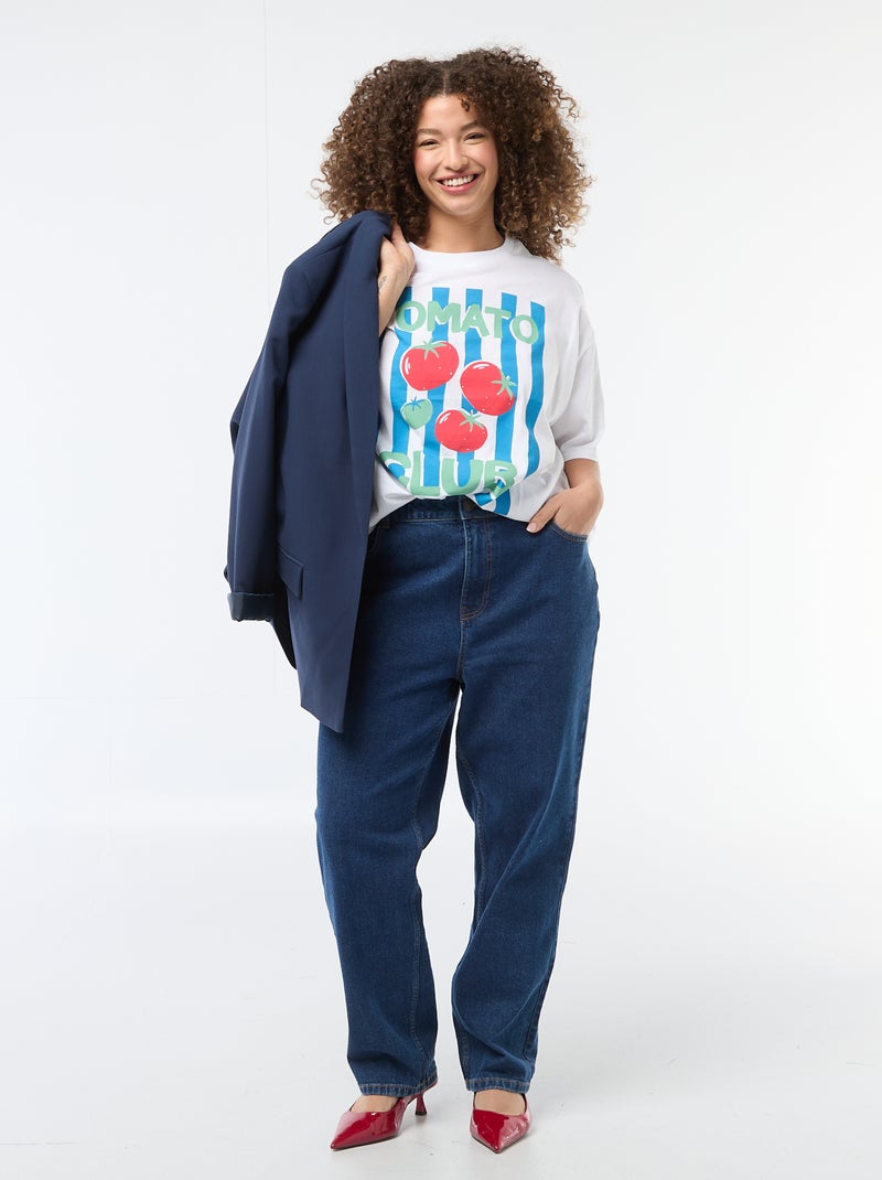Tee-shirt coupe oversize à manches courtes Blanc - Kiabi