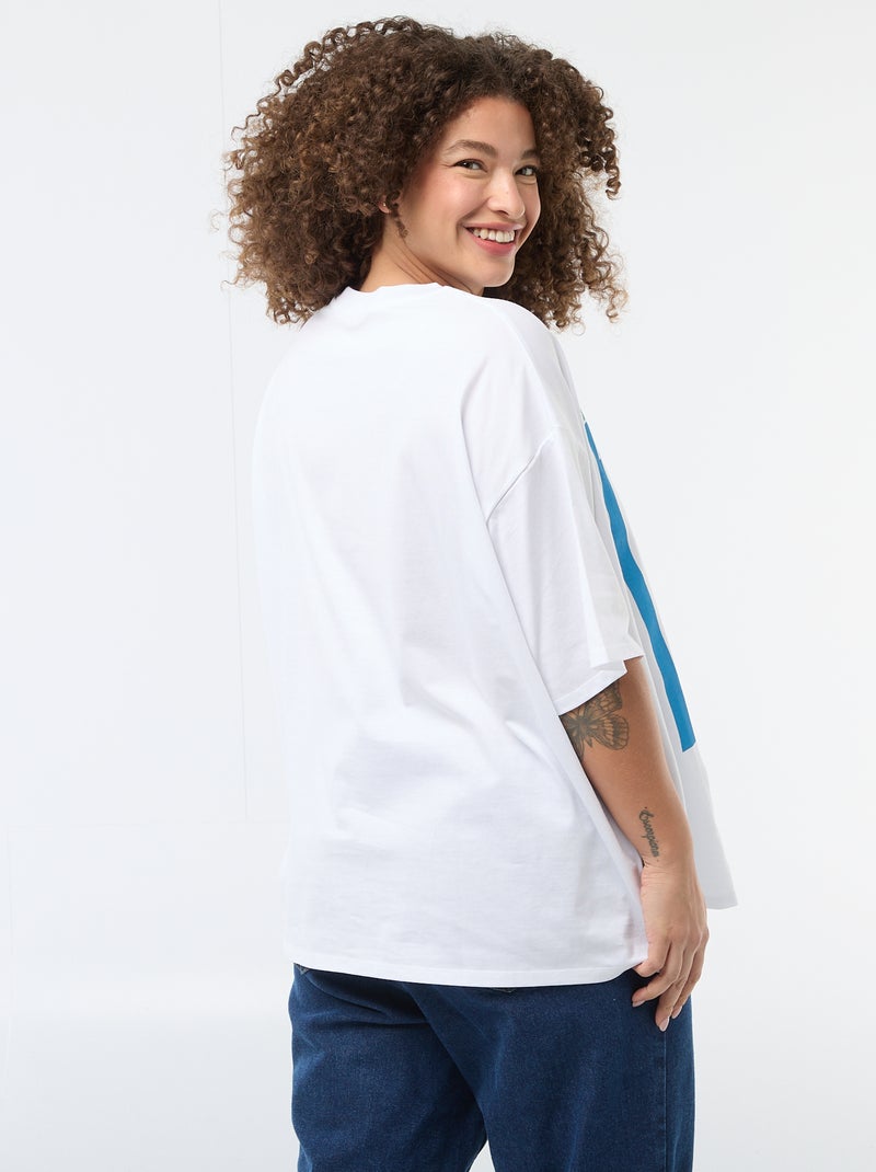 Tee-shirt coupe oversize à manches courtes Blanc - Kiabi