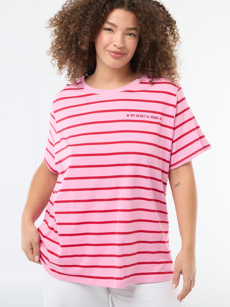 Tee-shirt coupe oversize à manches courtes Rose - Kiabi