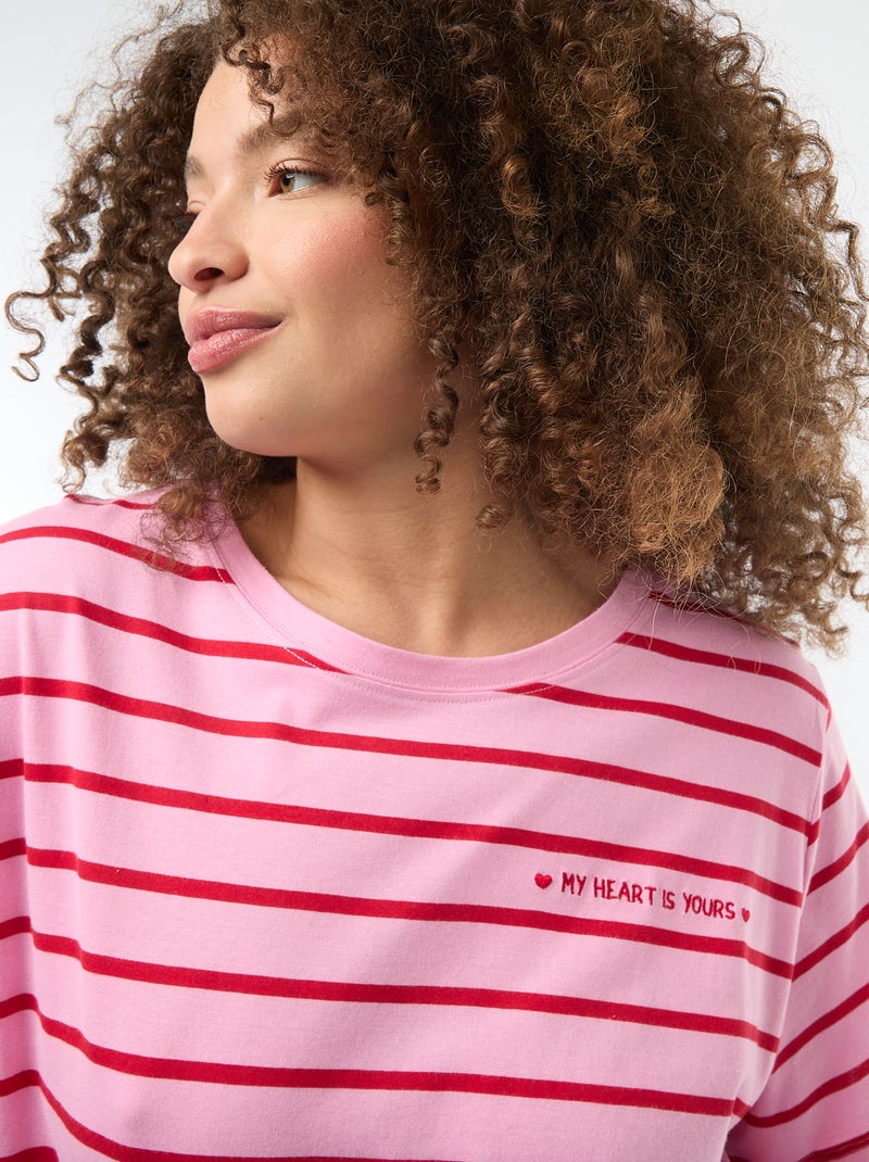 Tee-shirt coupe oversize à manches courtes Rose - Kiabi