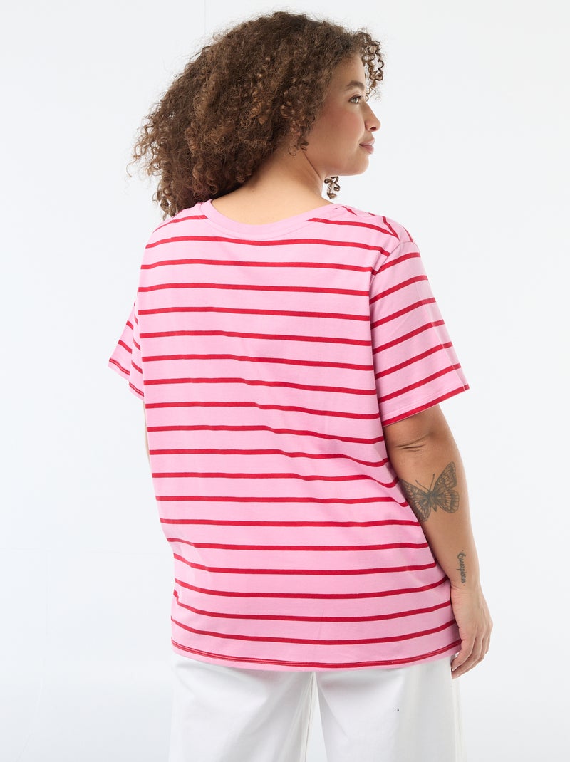 Tee-shirt coupe oversize à manches courtes Rose - Kiabi