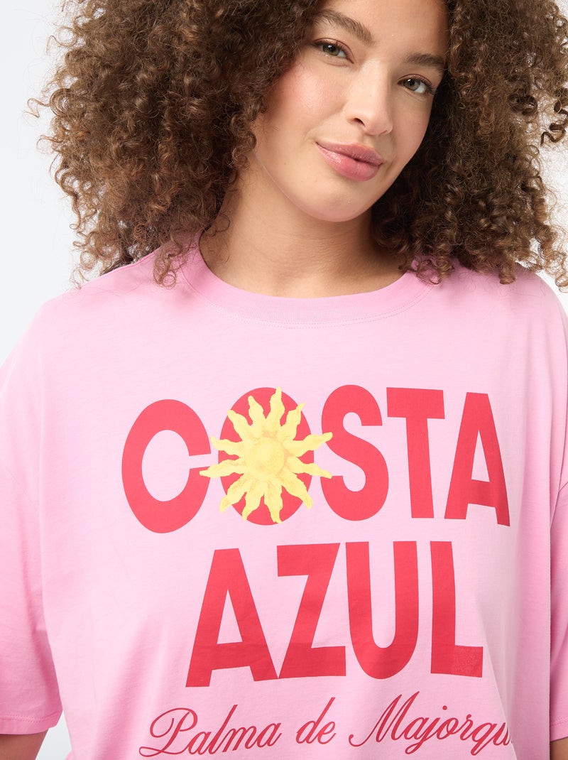 Tee-shirt coupe oversize à manches courtes Rose - Kiabi