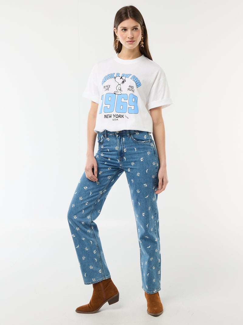 Tee-shirt coupe oversize 'Snoopy' Blanc - Kiabi