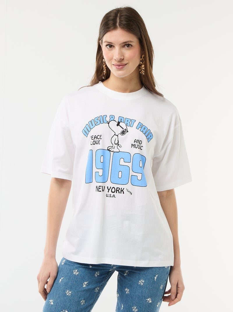 Tee-shirt coupe oversize 'Snoopy' Blanc - Kiabi