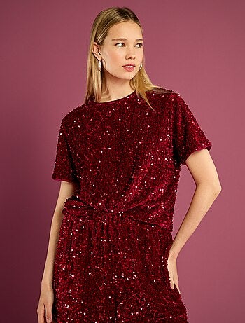 Tee-shirt court à sequins