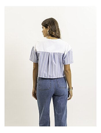 Tee-shirt court bi-matière FABO