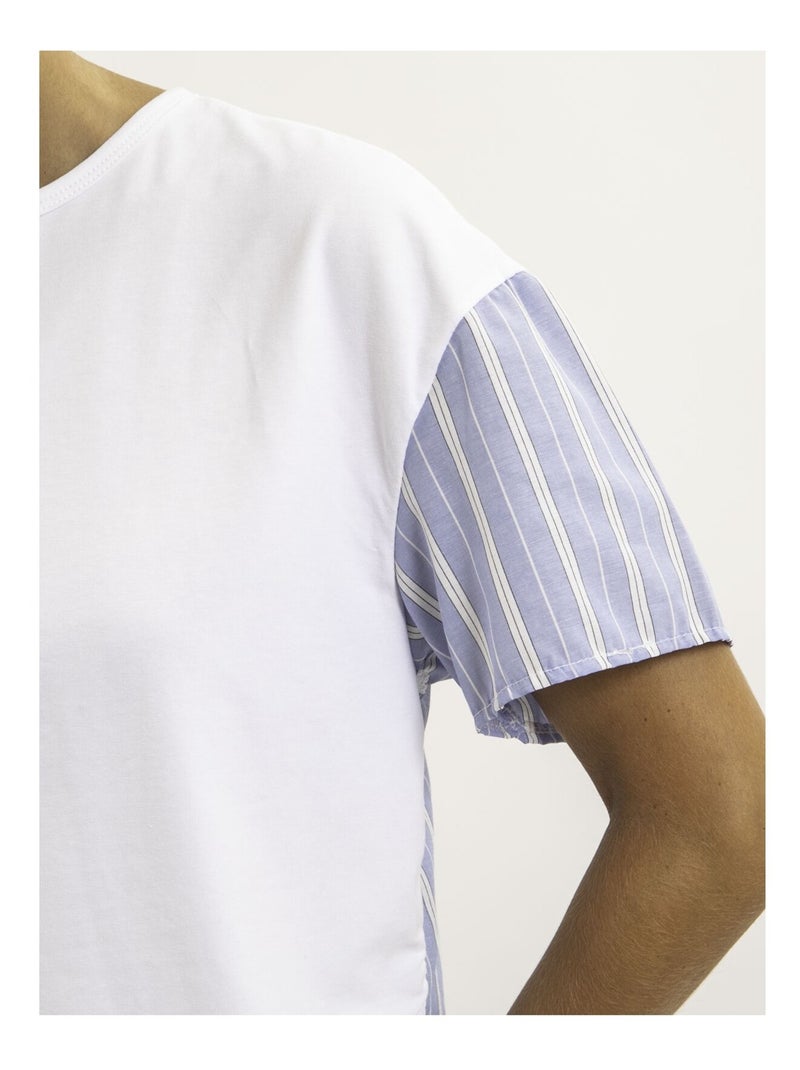 Tee-shirt court bi-matière FABO Blanc - Kiabi