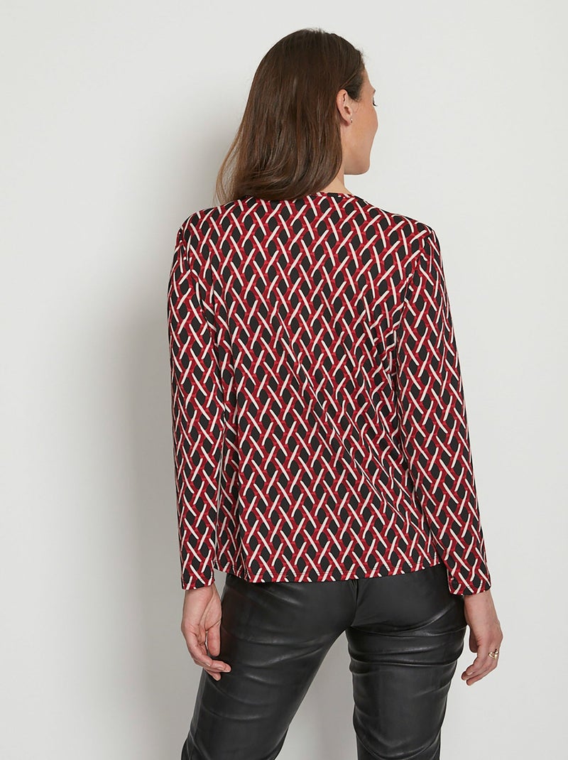 Tee-shirt court col V manches longues Noir - Kiabi