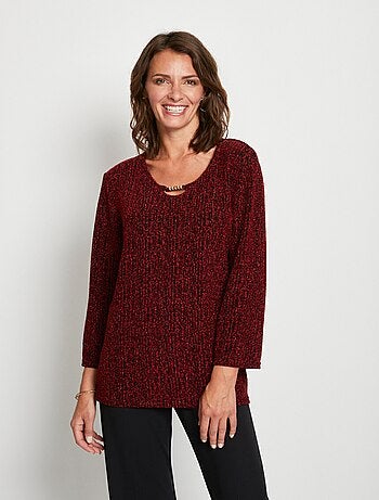 Tee-shirt court manches 3/4 pailleté