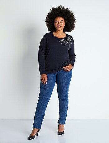 Tee-shirt court perlé maille chaude