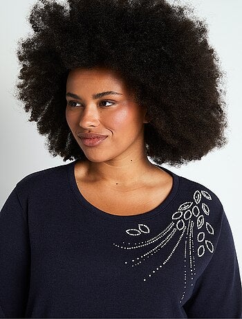 Tee-shirt court perlé maille chaude