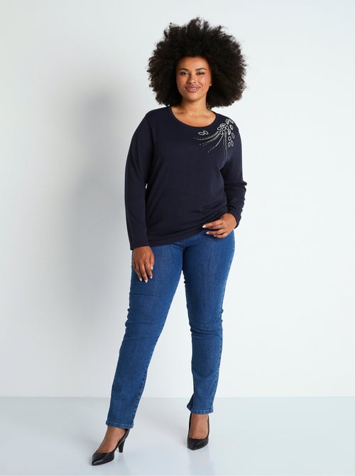 Tee-shirt court perlé maille chaude - Kiabi