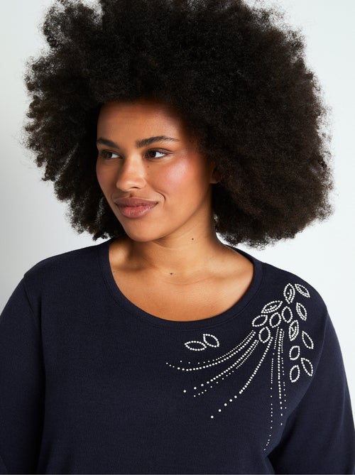 Tee-shirt court perlé maille chaude - Kiabi