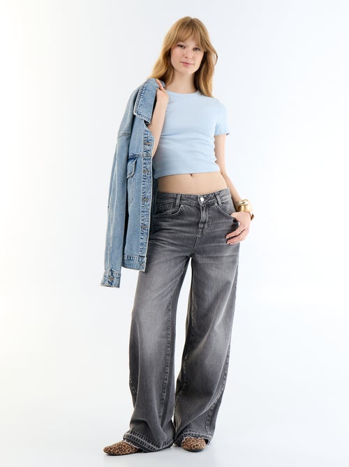 Tee-shirt crop top basique - Kiabi Tee-shirt crop top basique - Kiabi
