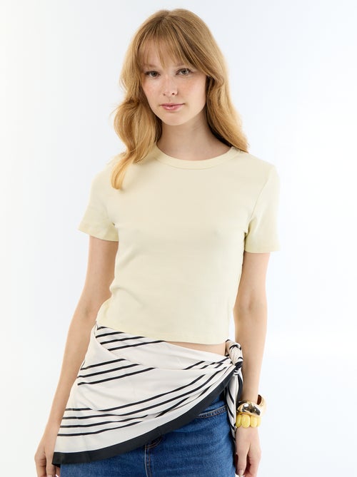 Tee-shirt crop top basique - Kiabi Tee-shirt crop top basique - Kiabi