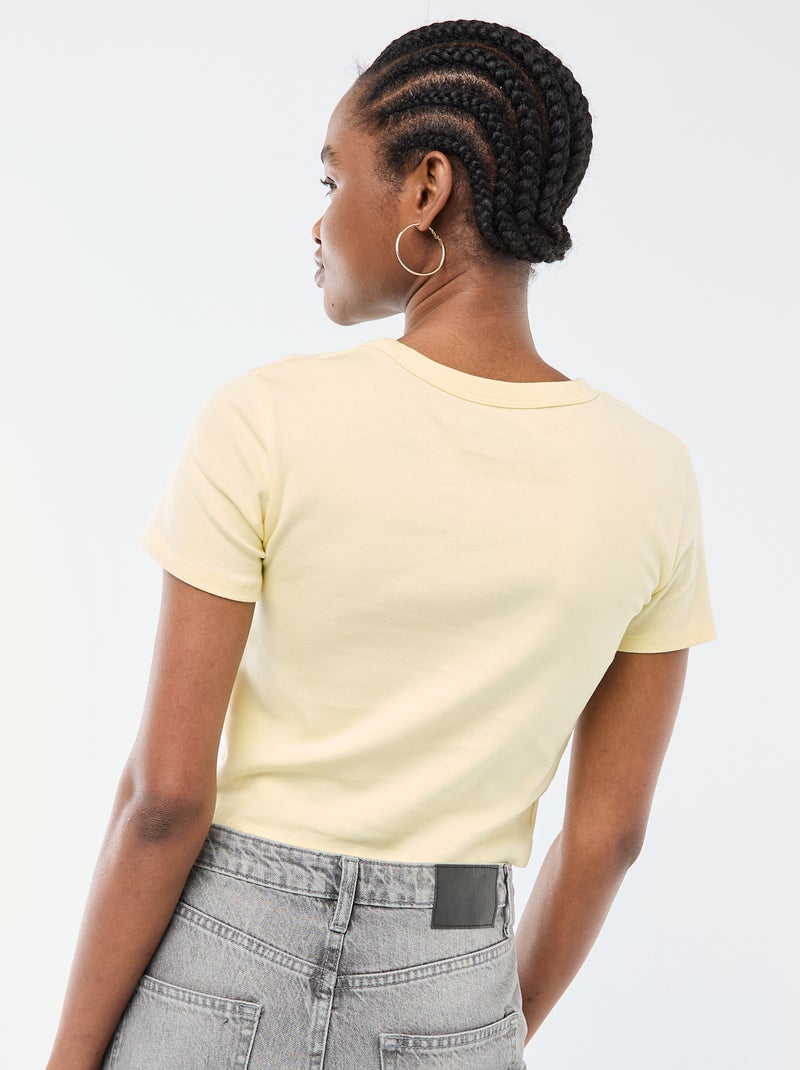 Tee-shirt crop top basique Jaune - Kiabi