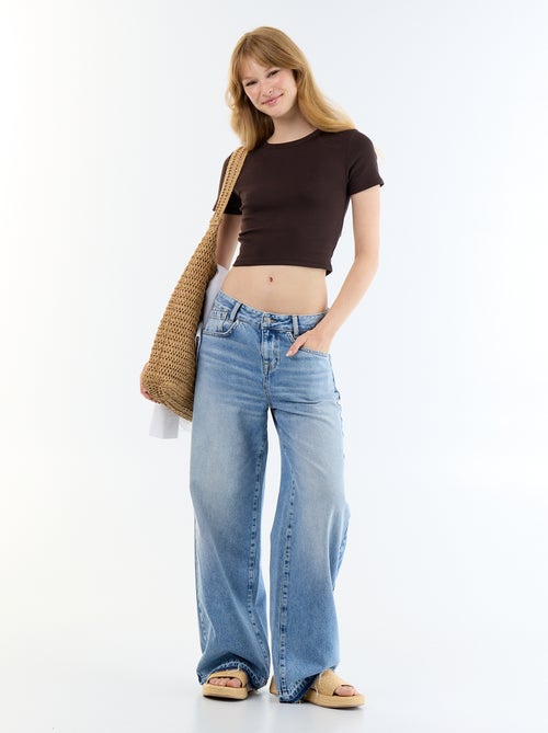 Tee-shirt crop top basique - Kiabi Tee-shirt crop top basique - Kiabi