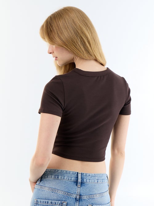 Tee-shirt crop top basique - Kiabi Tee-shirt crop top basique - Kiabi