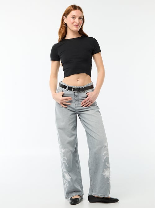 Tee-shirt crop top basique - Kiabi