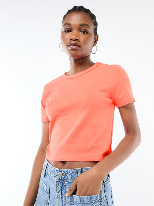 Tee-shirt crop top basique - Kiabi