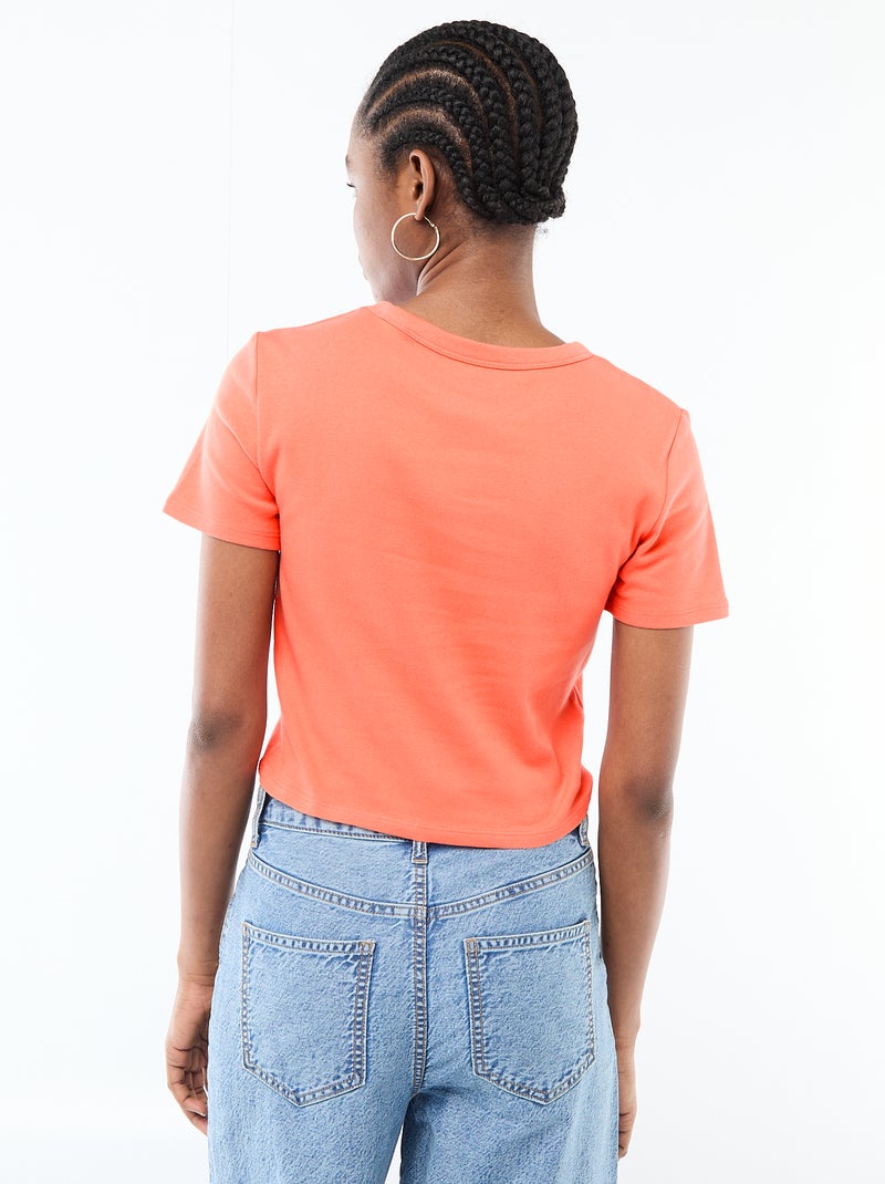 Tee-shirt crop top basique Orange - Kiabi