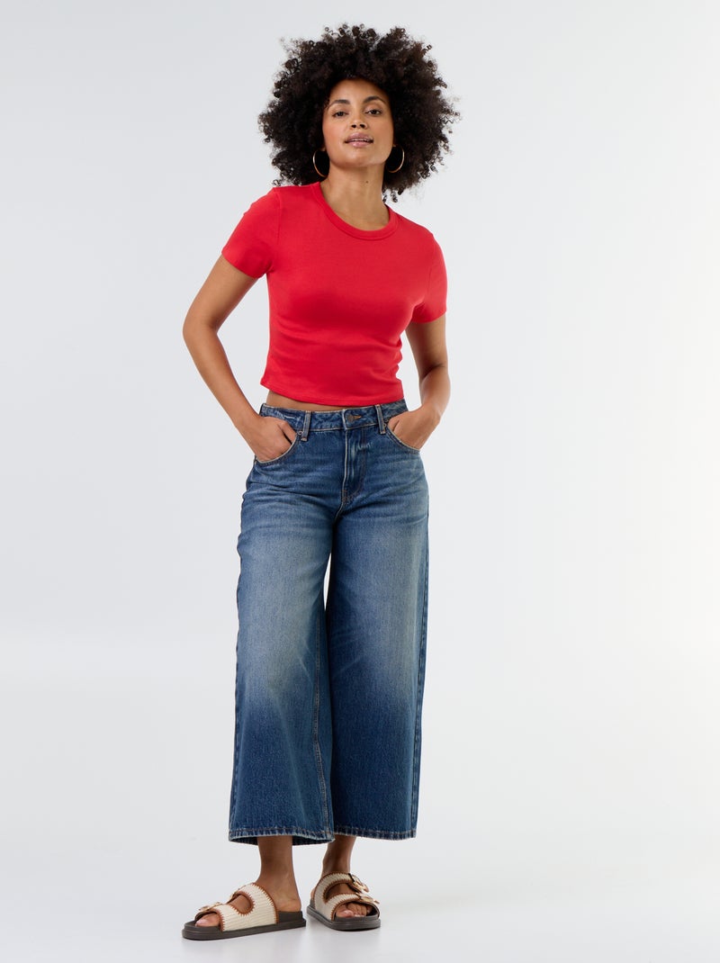 Tee-shirt crop top basique Rouge - Kiabi