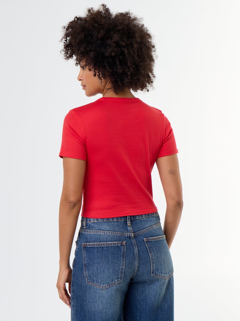 Tee-shirt crop top basique Rouge - Kiabi