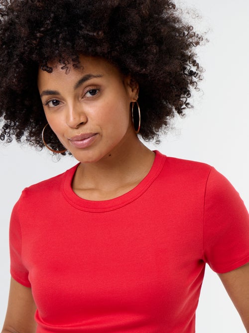 Tee-shirt crop top basique - Kiabi Tee-shirt crop top basique - Kiabi