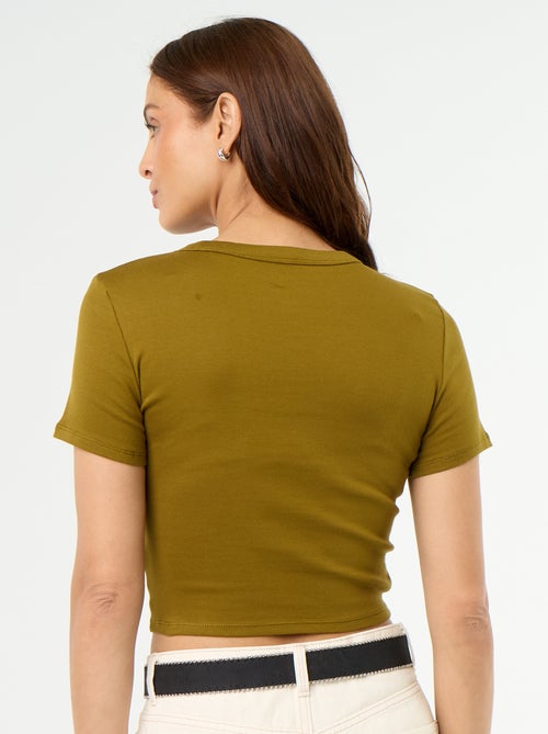 Tee-shirt crop top basique - Kiabi Tee-shirt crop top basique - Kiabi