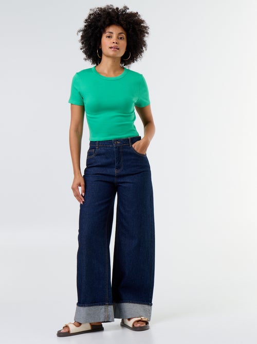 Tee-shirt crop top basique - Kiabi Tee-shirt crop top basique - Kiabi